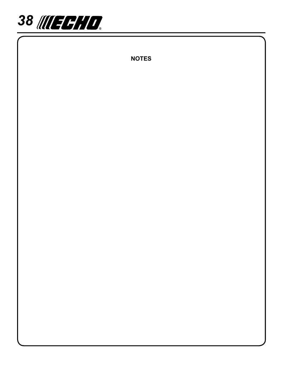 Echo SRM-280U Serial S75012001001 - S75012007706 User Manual | Page 38 / 40