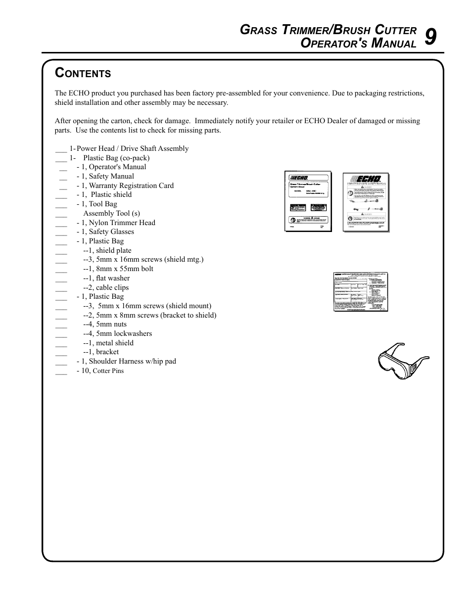 Echo SRM-280U Serial S75012001001 - S75012007706 User Manual | Page 9 / 40