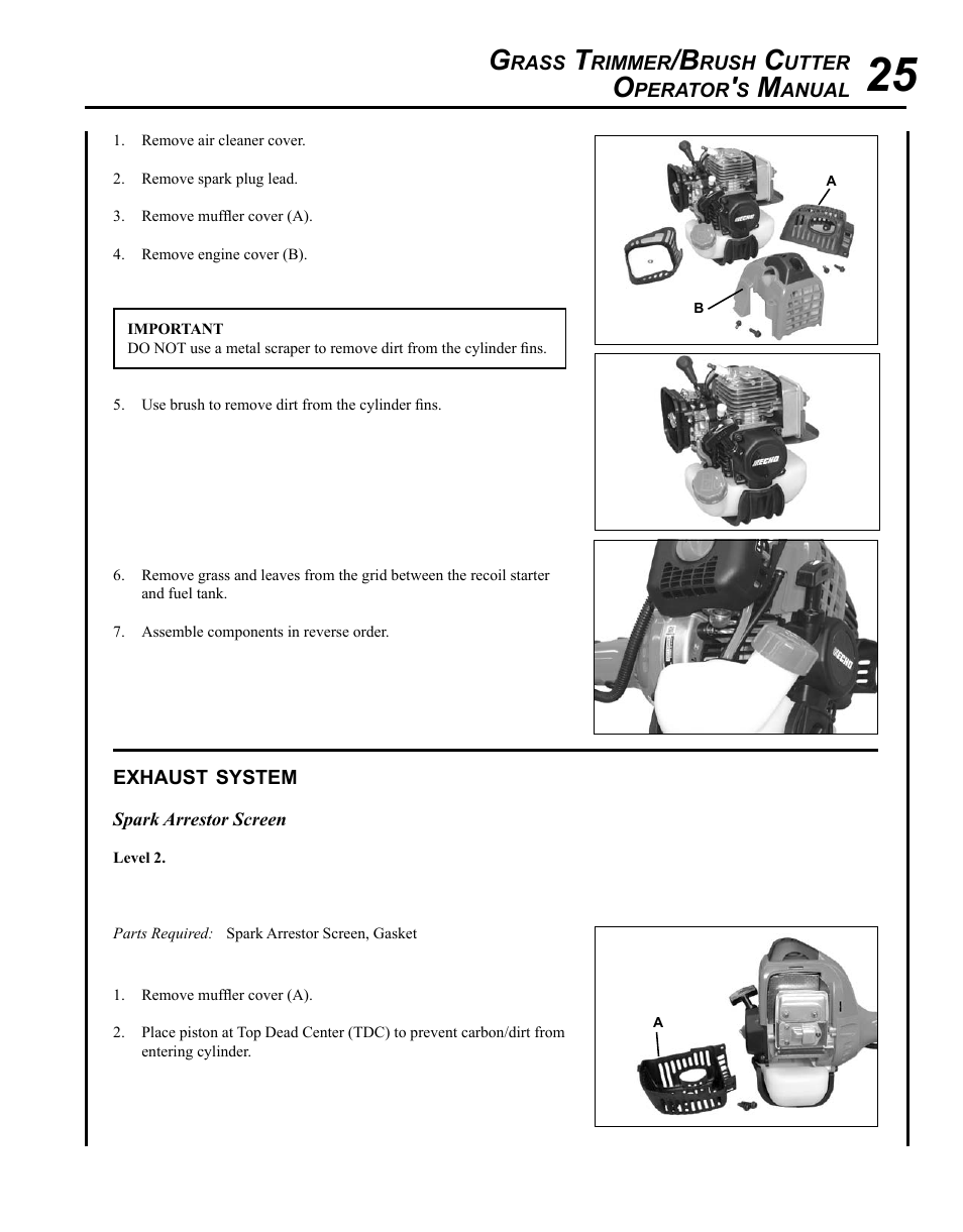 Exhaust system | Echo SRM-280U Serial S75012007707 - S75012010175 User Manual | Page 25 / 40