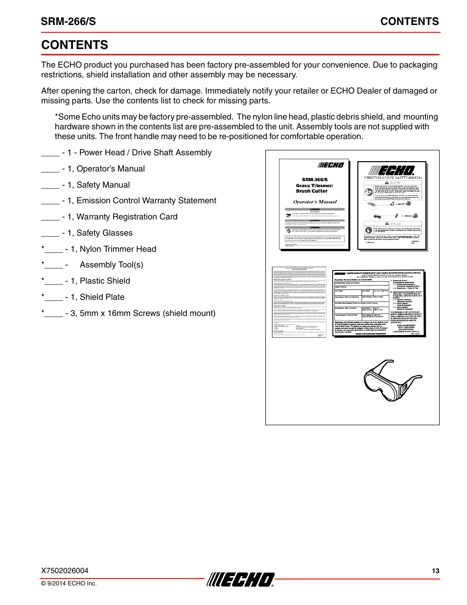 Echo SRM-266U User Manual | Page 13 / 40