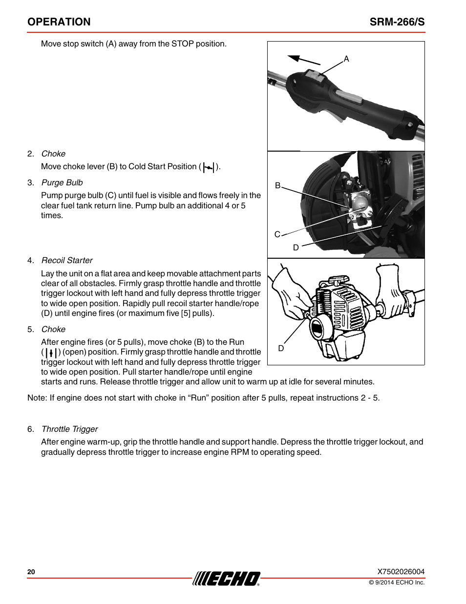 Operation srm-266/s | Echo SRM-266U User Manual | Page 20 / 40