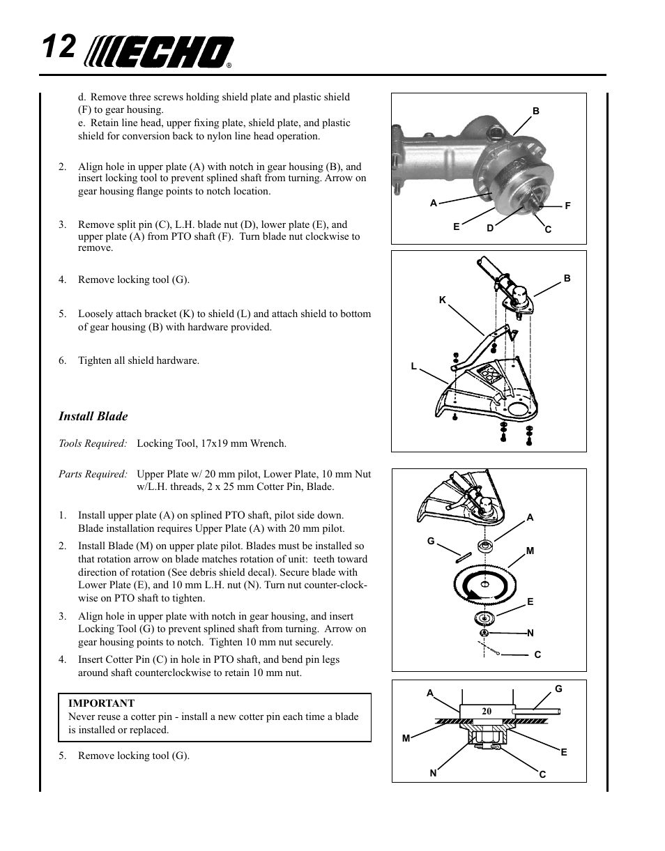 Echo SRM-225U Serial S79012001001 - S79012004905 User Manual | Page 12 / 40