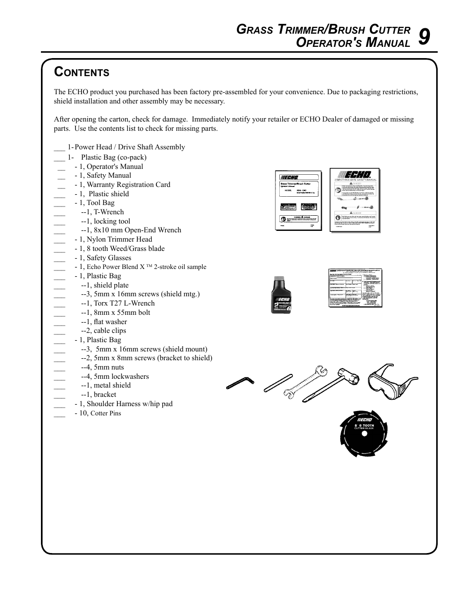 Echo SRM-225U Serial S79012001001 - S79012004905 User Manual | Page 9 / 40
