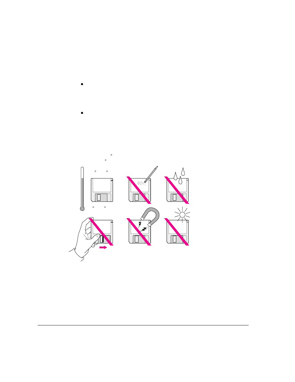 Handling the keyboard, Handling floppy disks | Apple Workgroup Server 8550 User Manual | Page 83 / 121