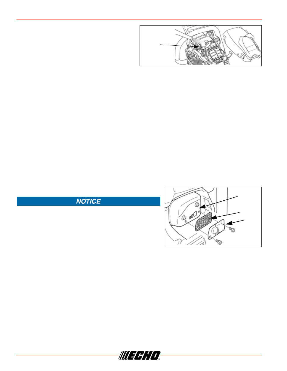 Maintenance cs-352 cooling system cleaning, Spark arrestor muffler, Spark arrestor screen | Echo CS-352 User Manual | Page 32 / 44