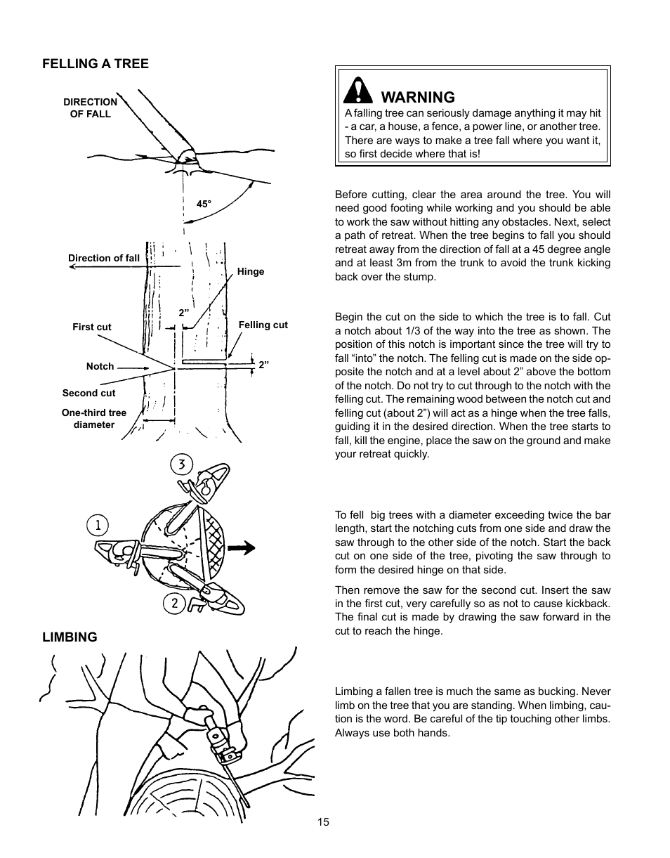 Warning | Echo CS-360T Serial C04412001001 - C04412999999 User Manual | Page 15 / 32
