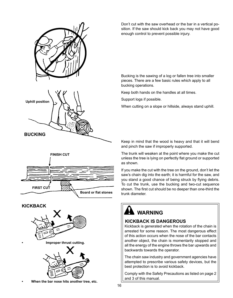 Warning | Echo CS-360T Serial C04412001001 - C04412999999 User Manual | Page 16 / 32