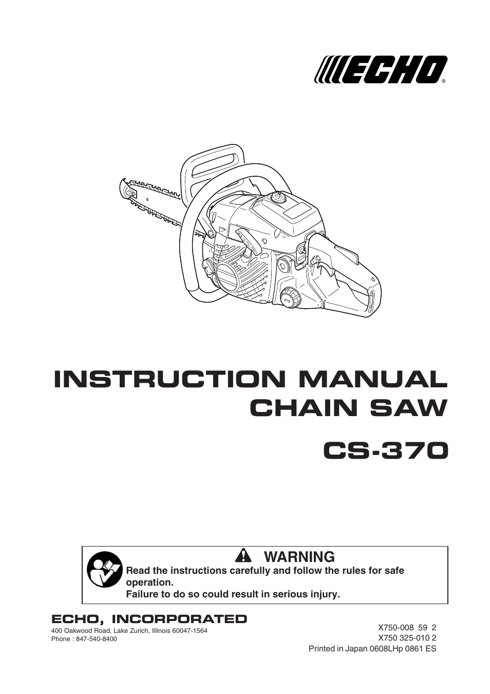 Echo CS-370 Serial 09014533 - 09999999 User Manual | 32 pages