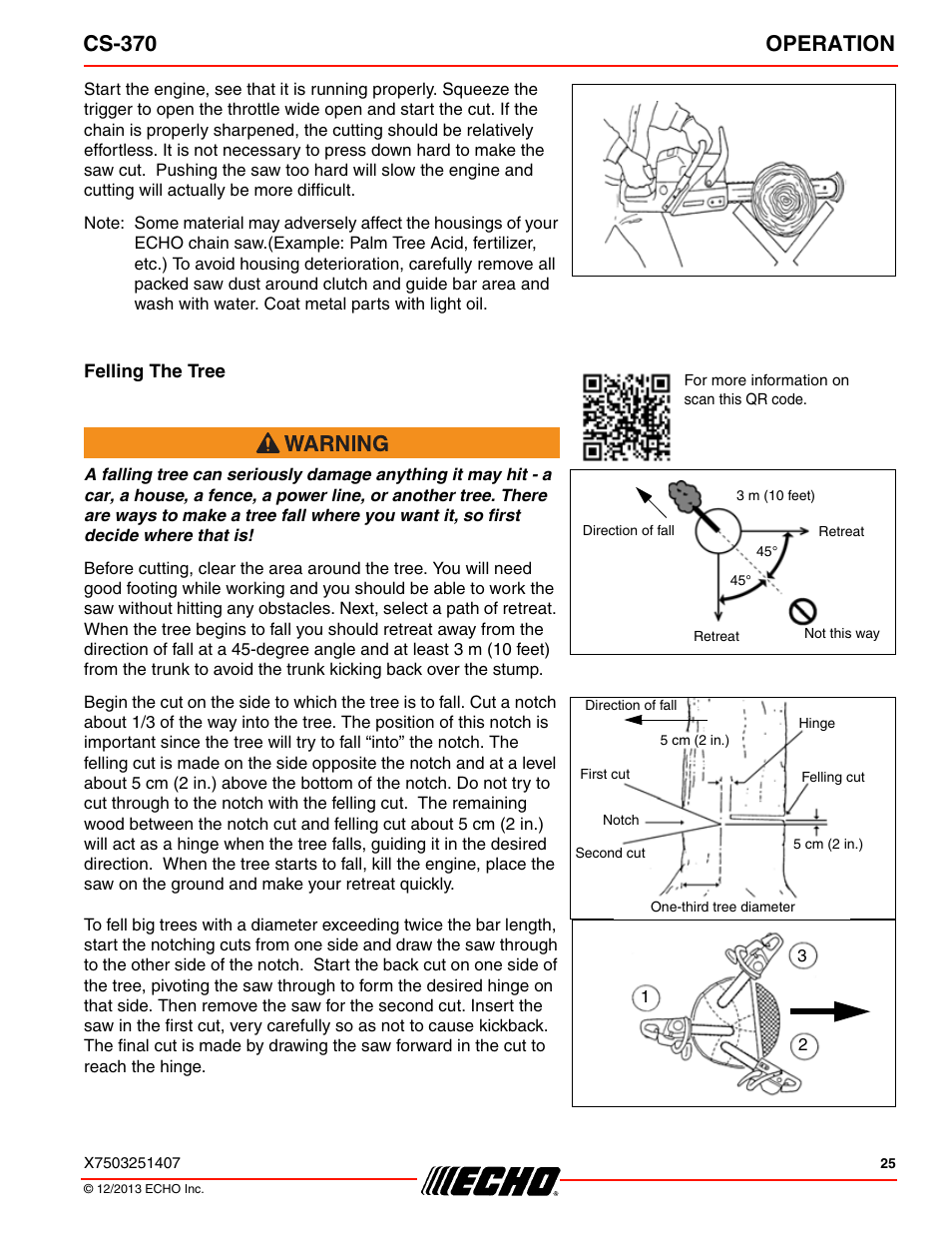 Cs-370 operation | Echo CS-370 Serial C08011001001 - C08011999999 User Manual | Page 25 / 44