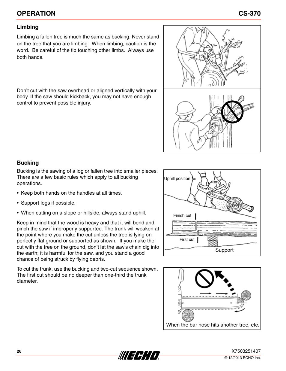 Operation cs-370 | Echo CS-370 Serial C08011001001 - C08011999999 User Manual | Page 26 / 44