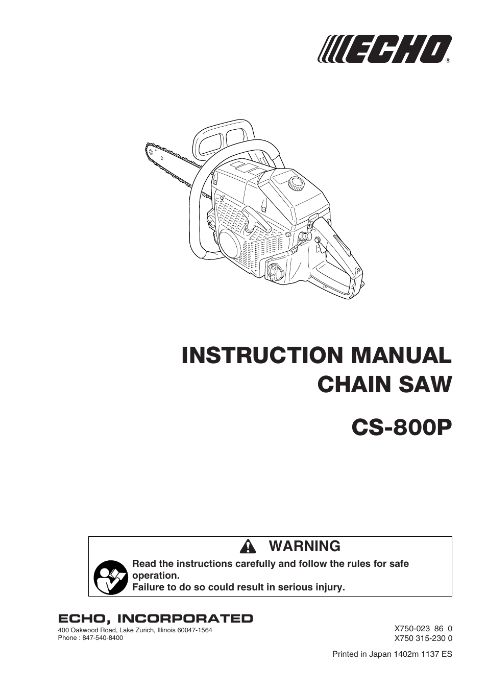 Echo CS-800P User Manual | 34 pages