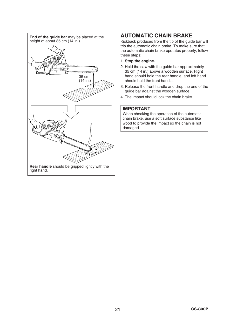 Automatic chain brake | Echo CS-800P User Manual | Page 23 / 34