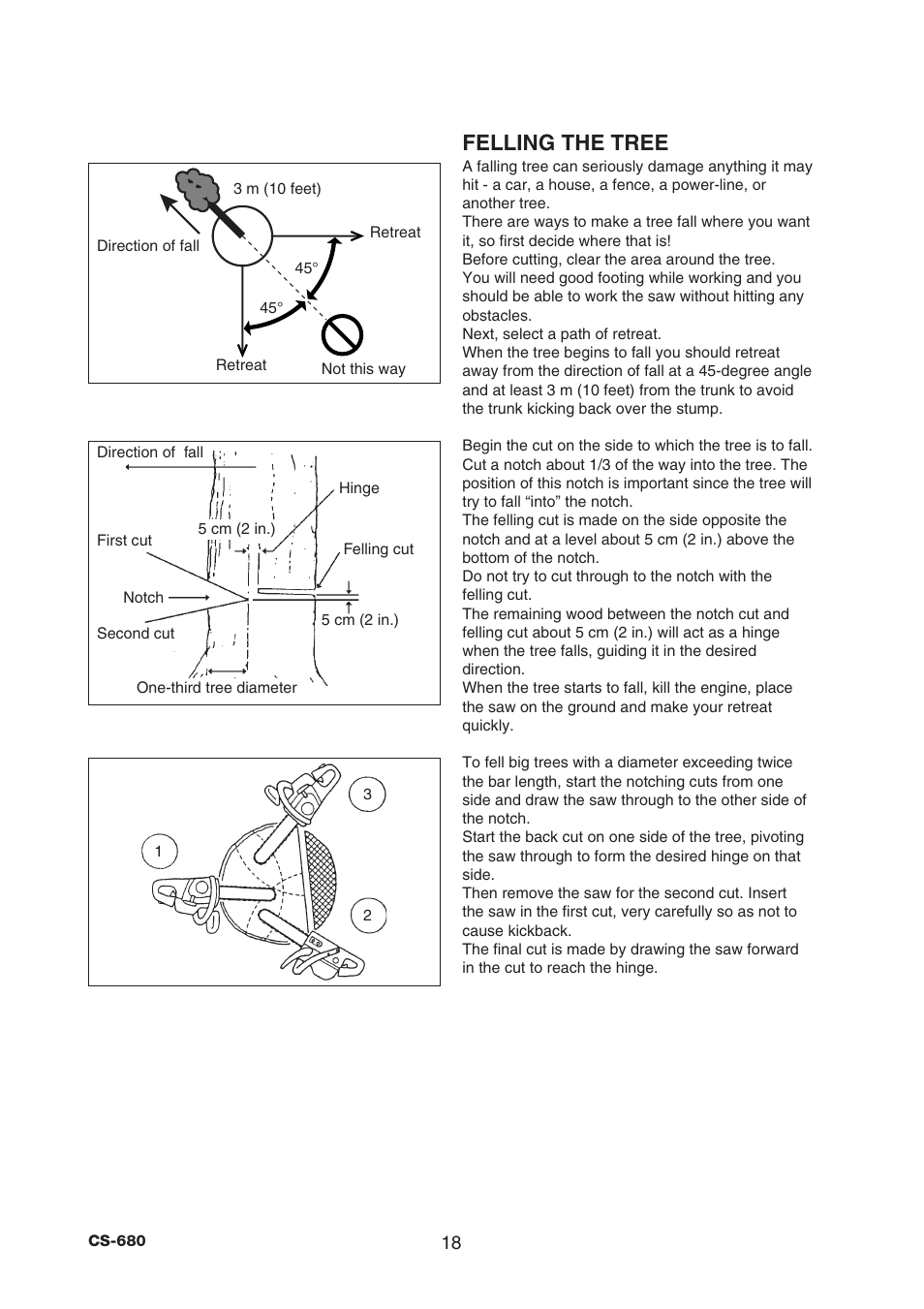 Felling the tree | Echo CS-680 User Manual | Page 20 / 34