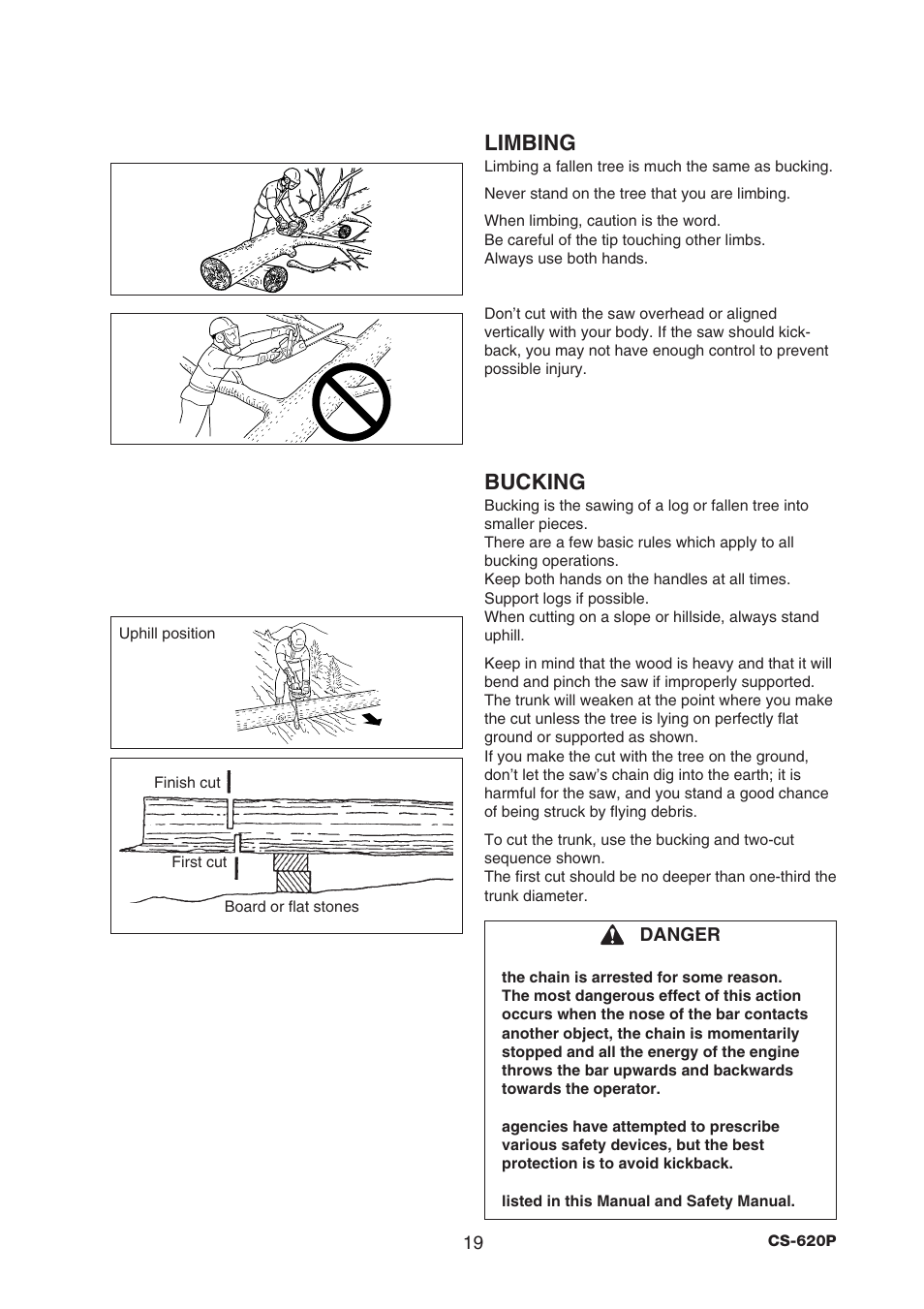 Limbing, Bucking | Echo CS-620P User Manual | Page 21 / 34