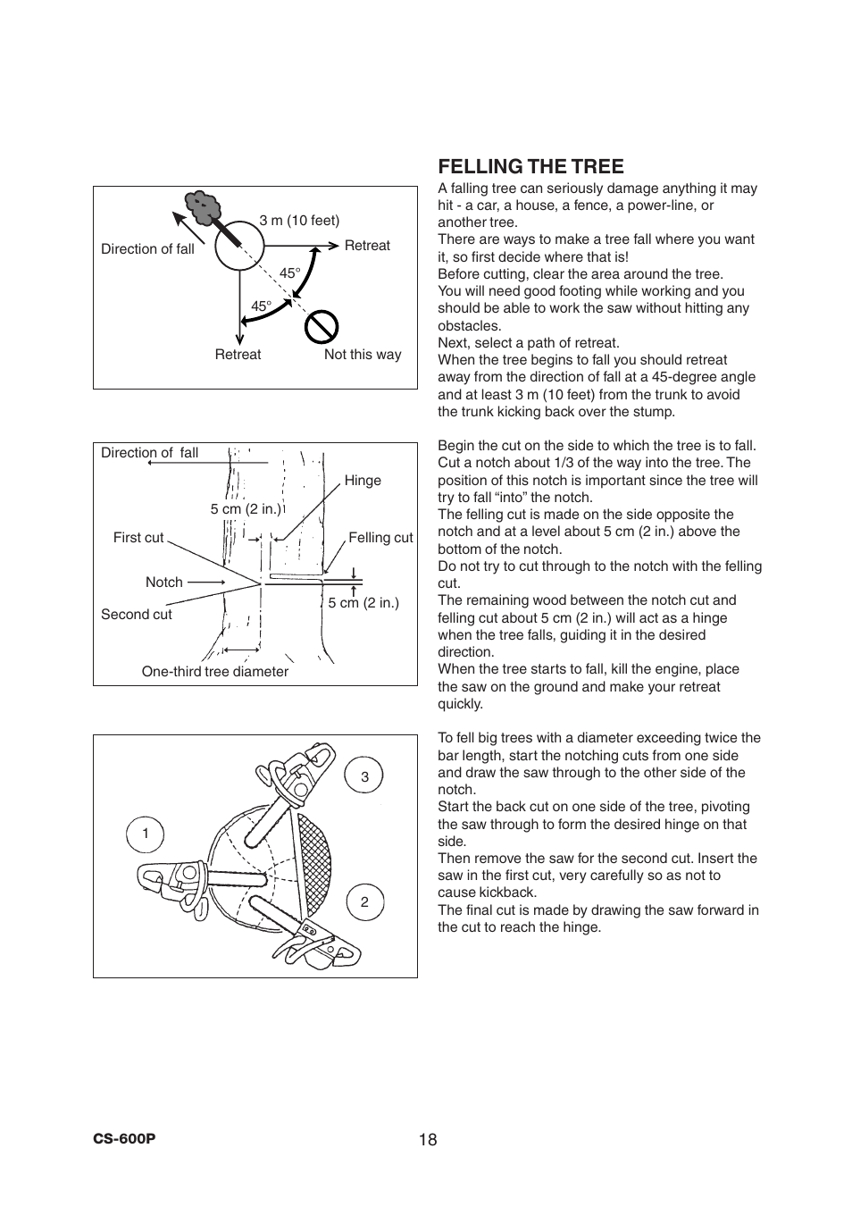 Felling the tree | Echo CS-600P Serial C03603001001 - C03603999999 User Manual | Page 20 / 36