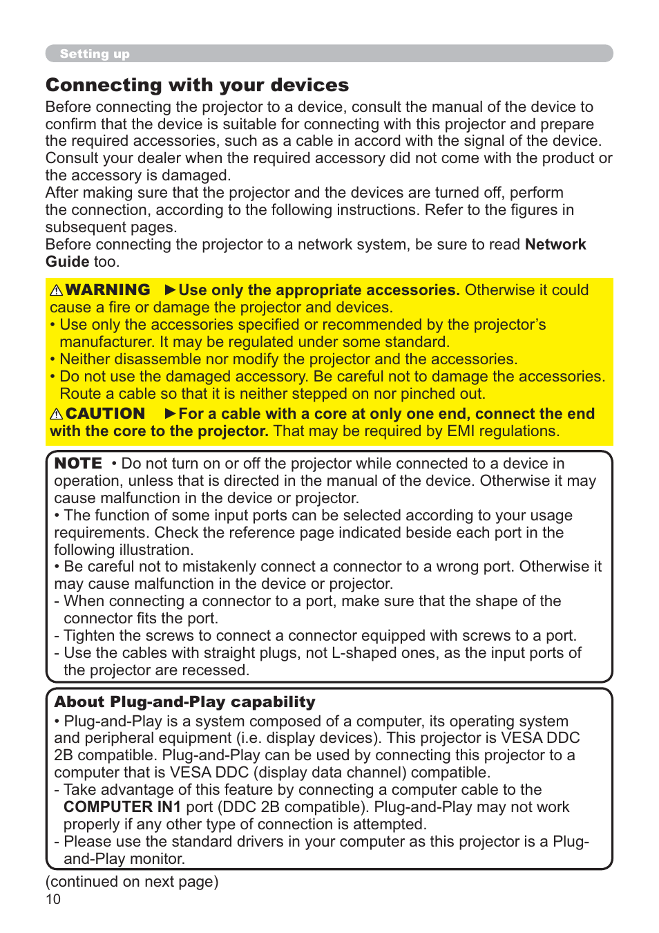 Connecting with your devices | Hitachi CP-X2021WN User Manual | Page 10 / 107