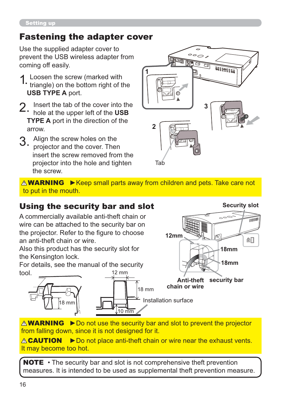 Fastening the adapter cover | Hitachi CP-X2021WN User Manual | Page 16 / 107