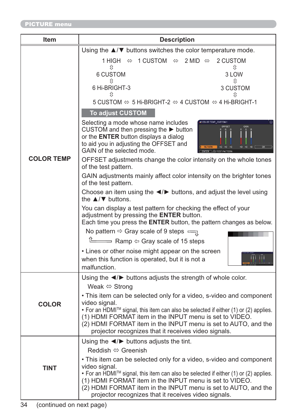 Hitachi CP-X2021WN User Manual | Page 34 / 107