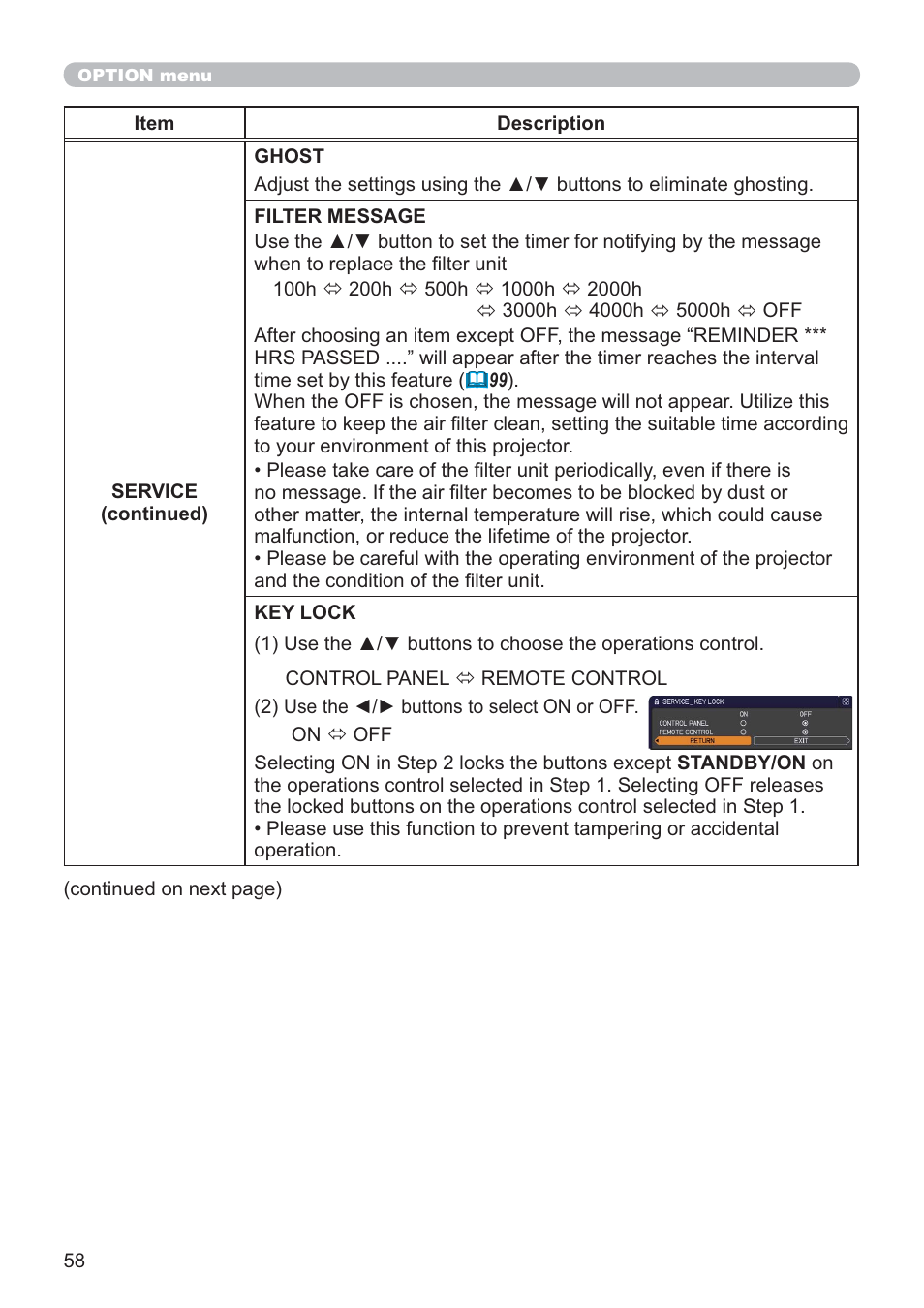 Hitachi CP-X2021WN User Manual | Page 58 / 107