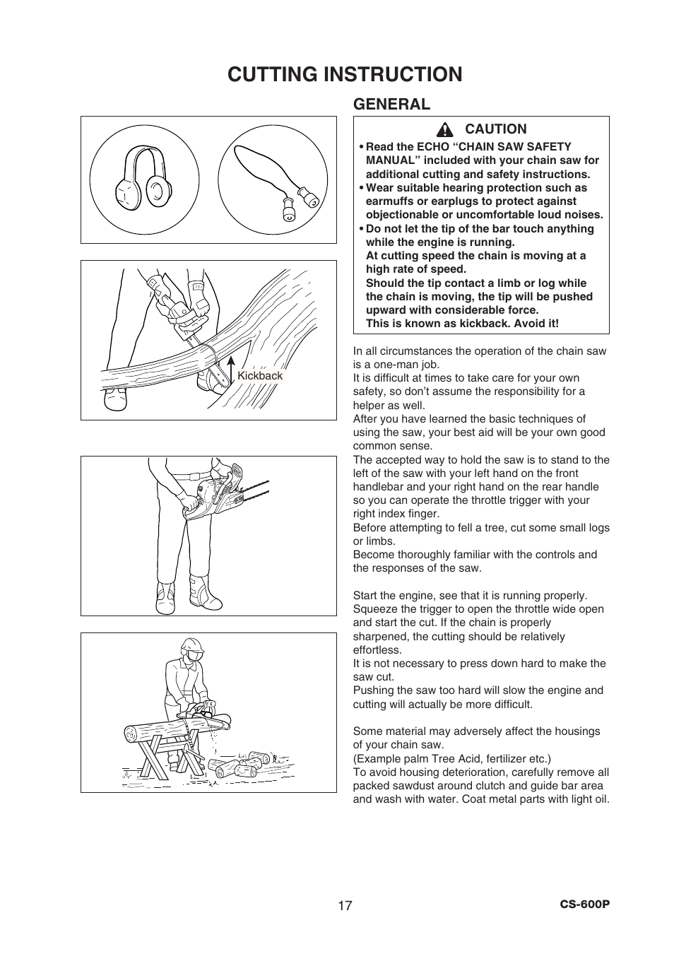 Cutting instruction, General | Echo CS-600P Serial C22312001001 - C22312999999 User Manual | Page 19 / 34