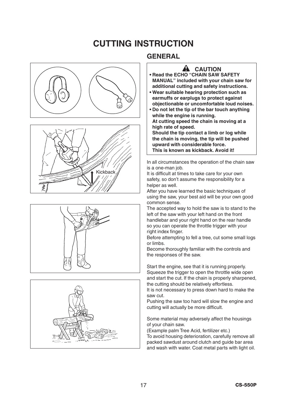 Cutting instruction, General | Echo CS-550P Serial C10712001001 - C10712999999 User Manual | Page 19 / 36