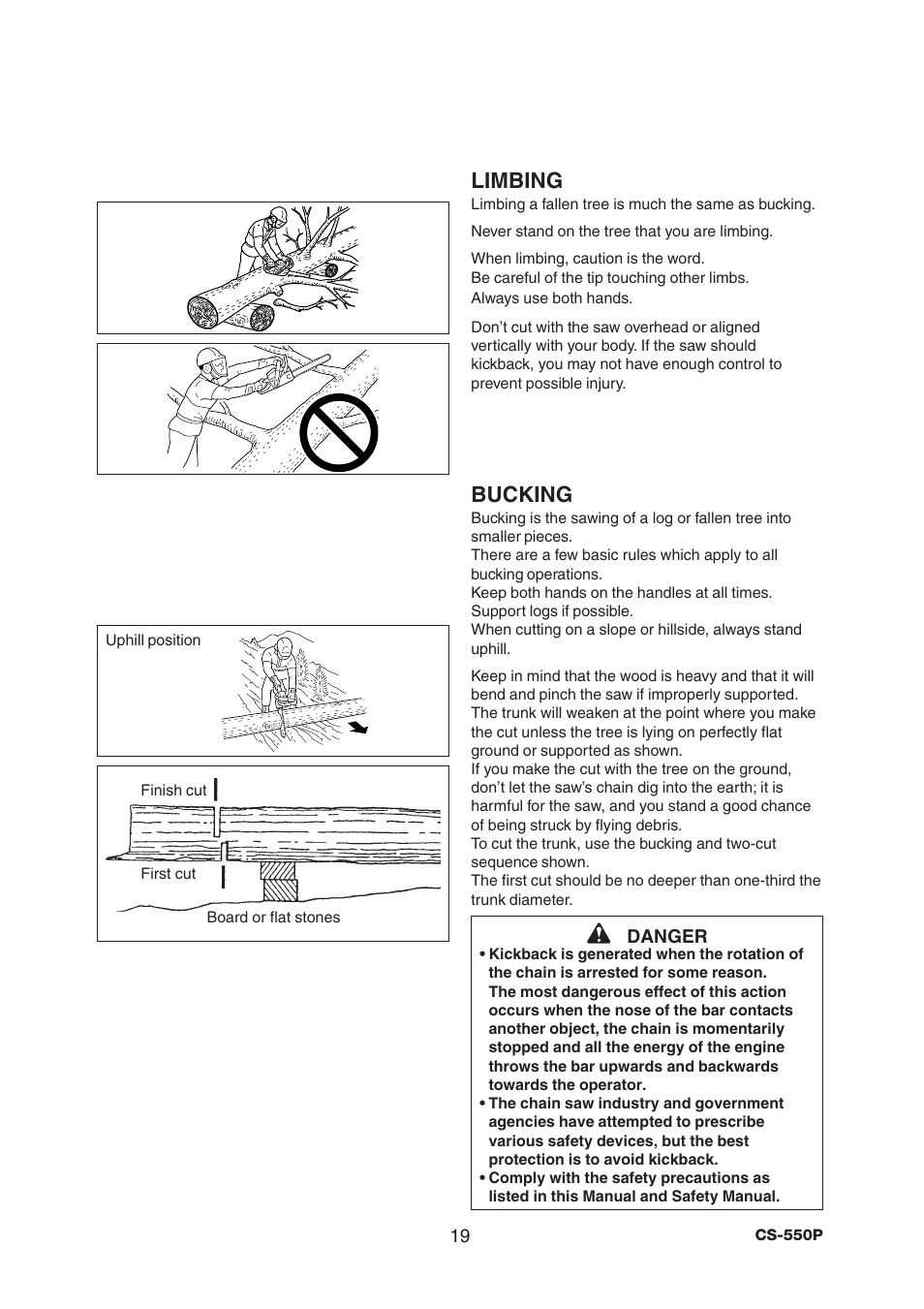 Limbing, Bucking | Echo CS-550P Serial C10712001001 - C10712999999 User Manual | Page 21 / 36