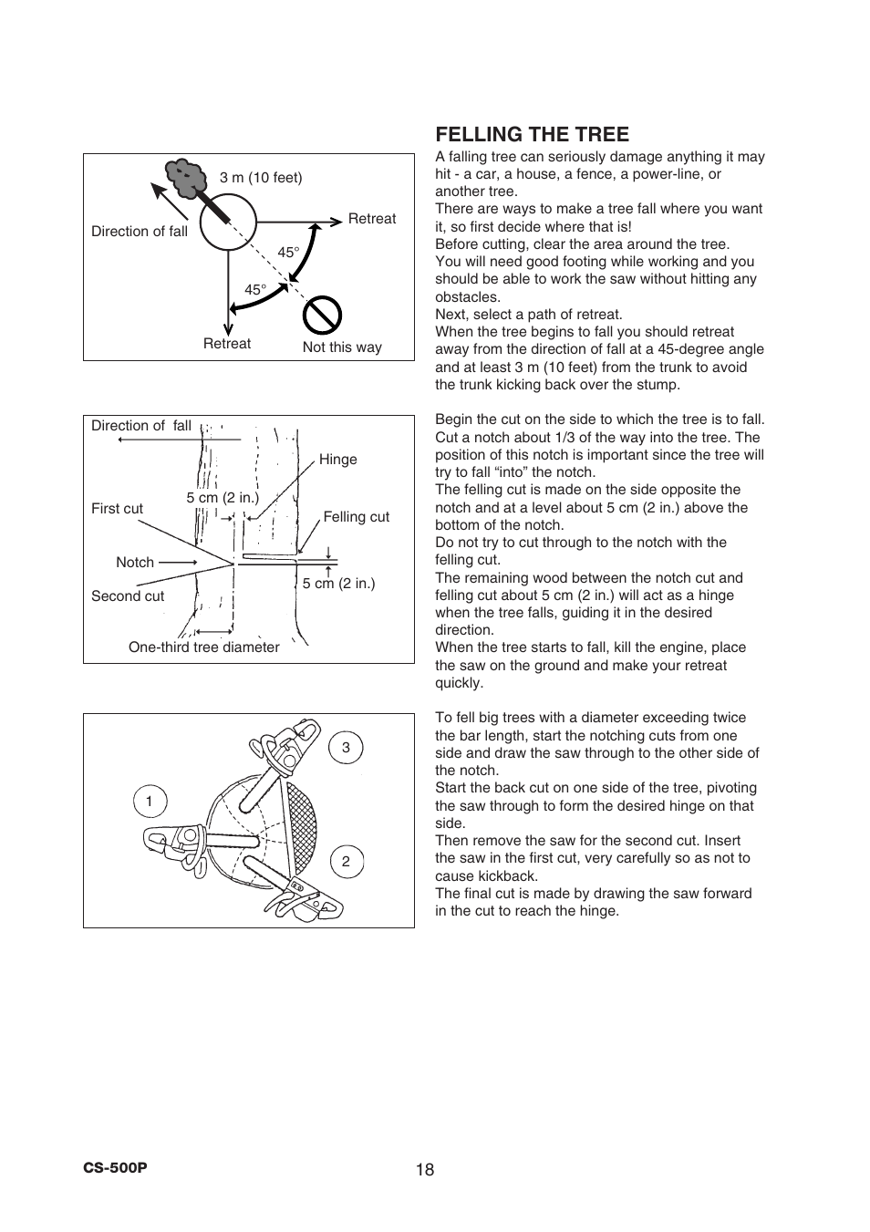 Felling the tree | Echo CS-500P User Manual | Page 20 / 34