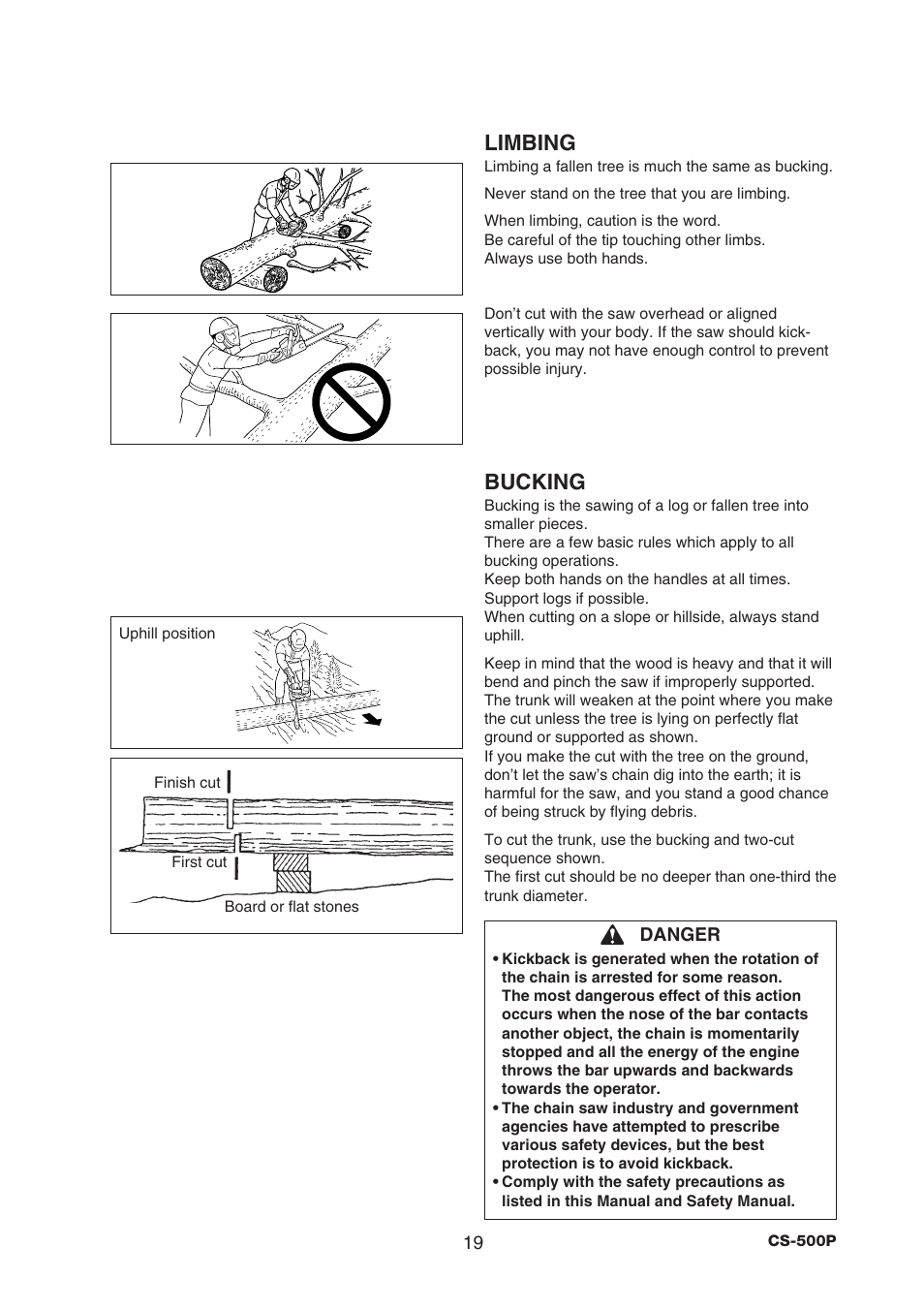 Limbing, Bucking | Echo CS-500P User Manual | Page 21 / 34