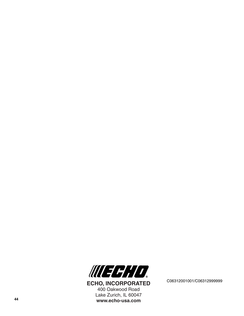 Echo, incorporated | Echo CS-450P User Manual | Page 44 / 44