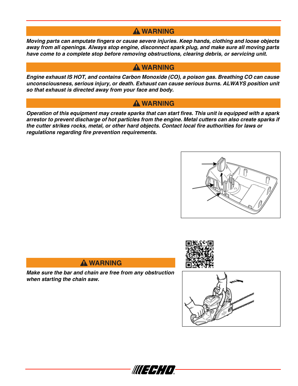 Winter operation starting cold engine, Cs-450 operation, Winter operation | Starting cold engine | Echo CS-450 User Manual | Page 19 / 48