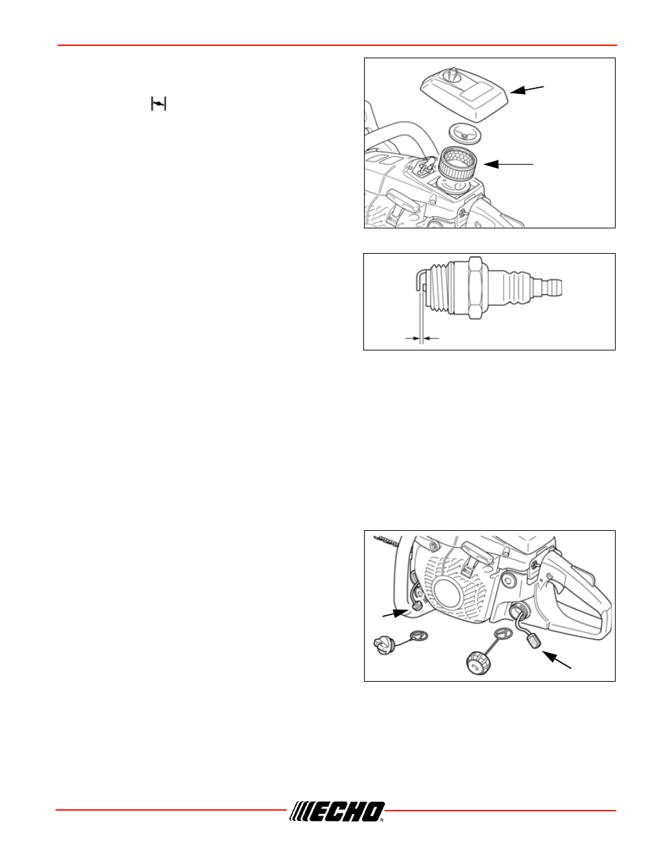 Cs-450 maintenance, Air filter, Spark plug | Check fuel system, Fuel filter | Echo CS-450 User Manual | Page 29 / 48