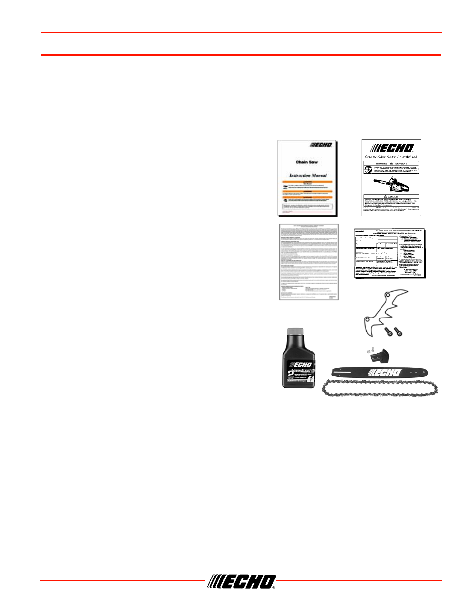 Packing list, Cs-450 packing list | Echo CS-450 User Manual | Page 3 / 48