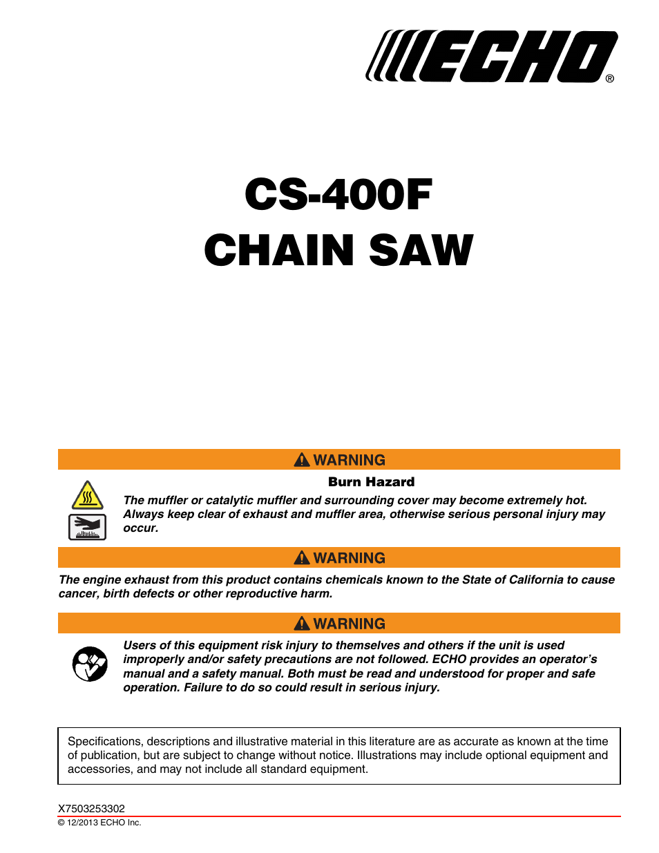 Echo CS-400F User Manual | 44 pages