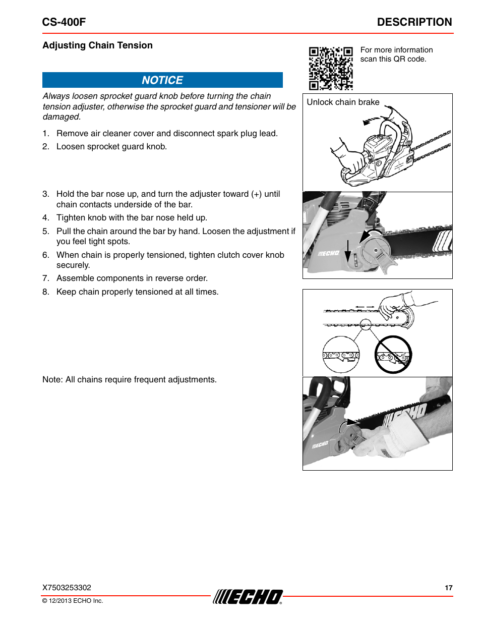 Cs-400f description | Echo CS-400F User Manual | Page 17 / 44