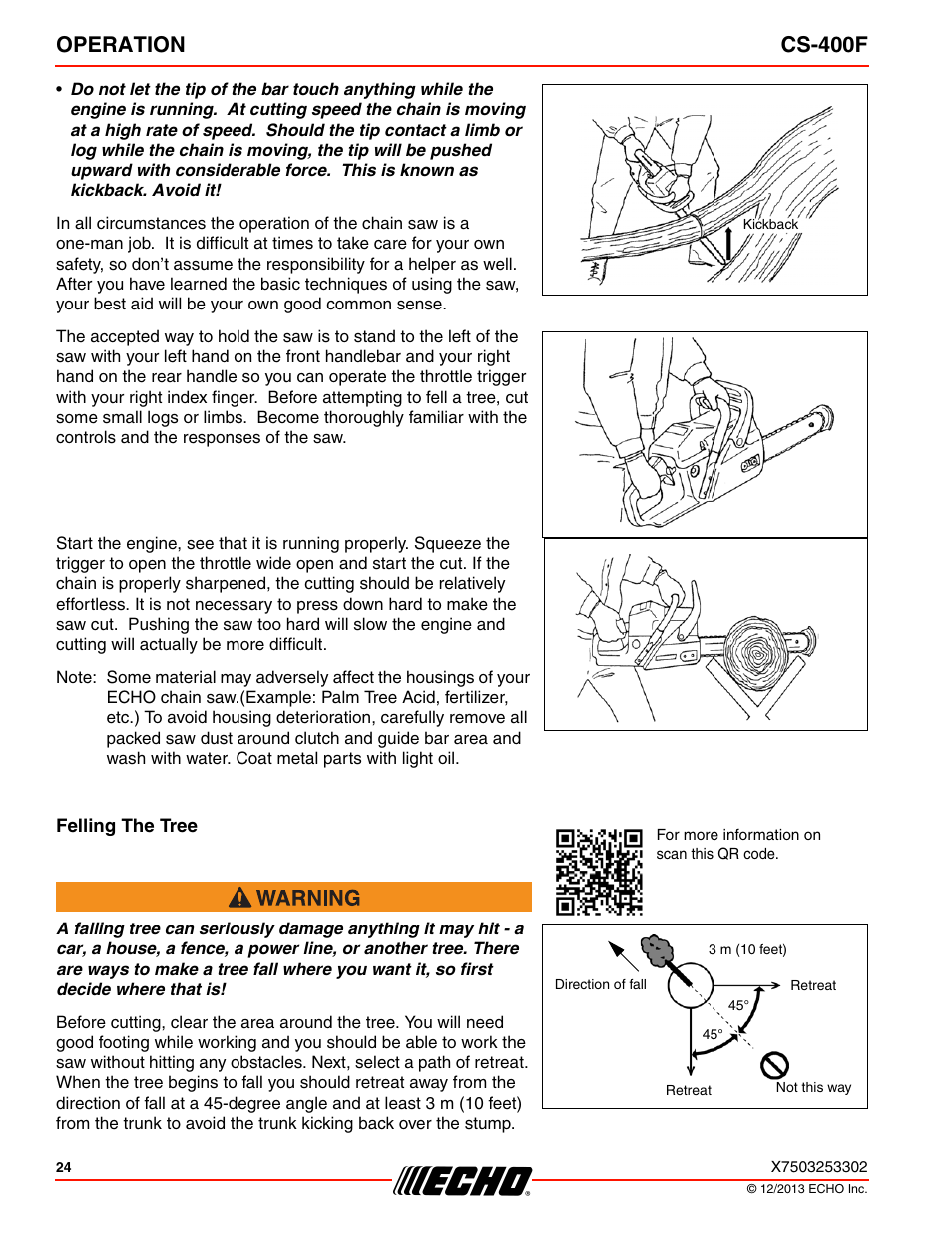 Operation cs-400f | Echo CS-400F User Manual | Page 24 / 44