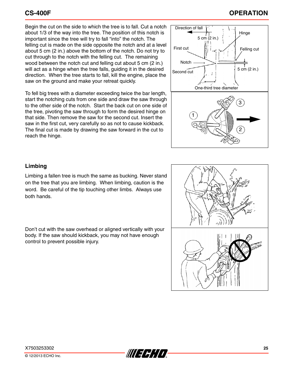 Cs-400f operation | Echo CS-400F User Manual | Page 25 / 44