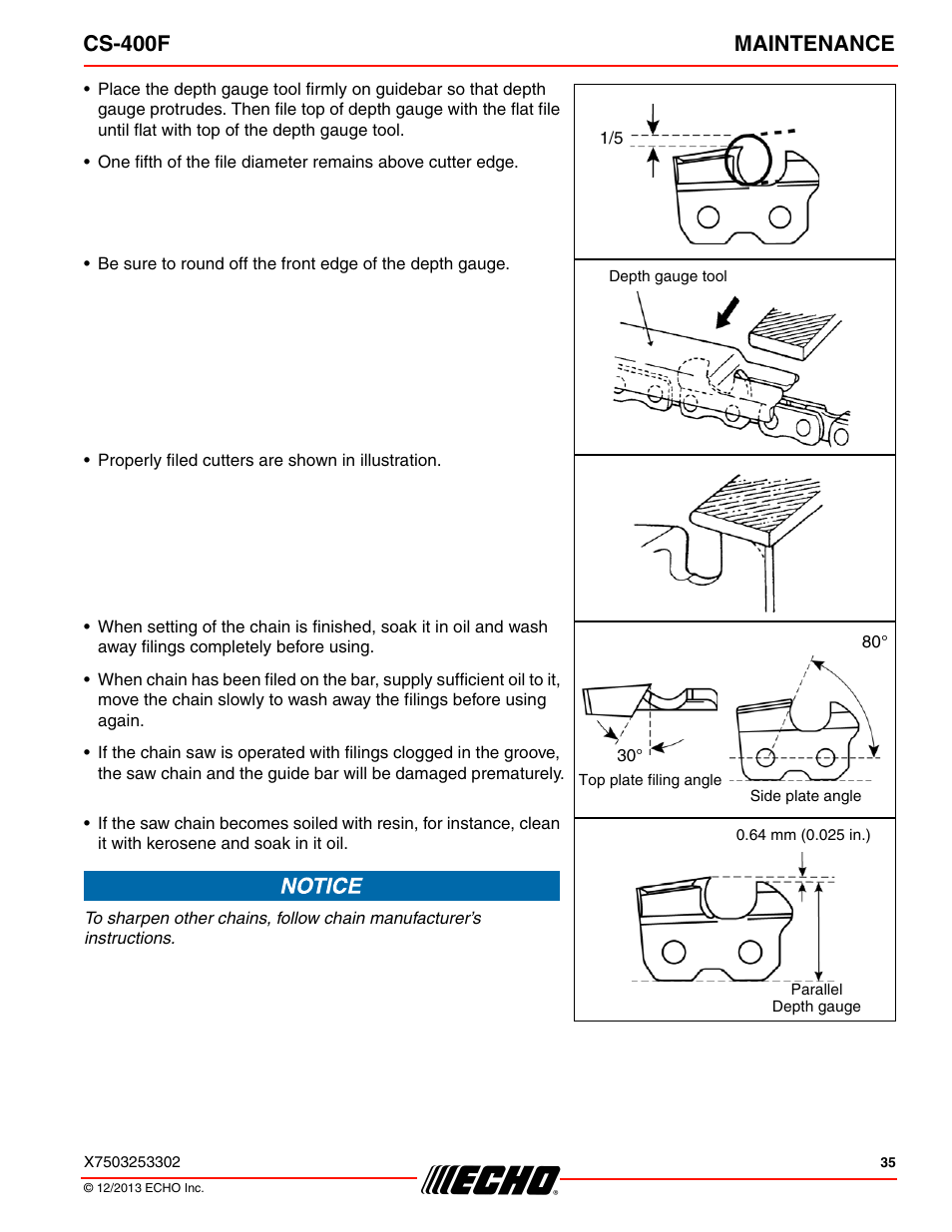 Cs-400f maintenance | Echo CS-400F User Manual | Page 35 / 44