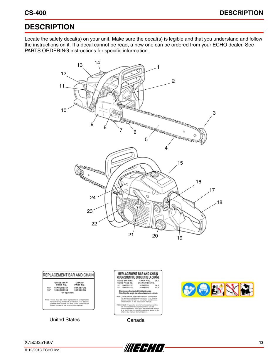 Description, Cs-400 description | Echo CS-400 User Manual | Page 13 / 44