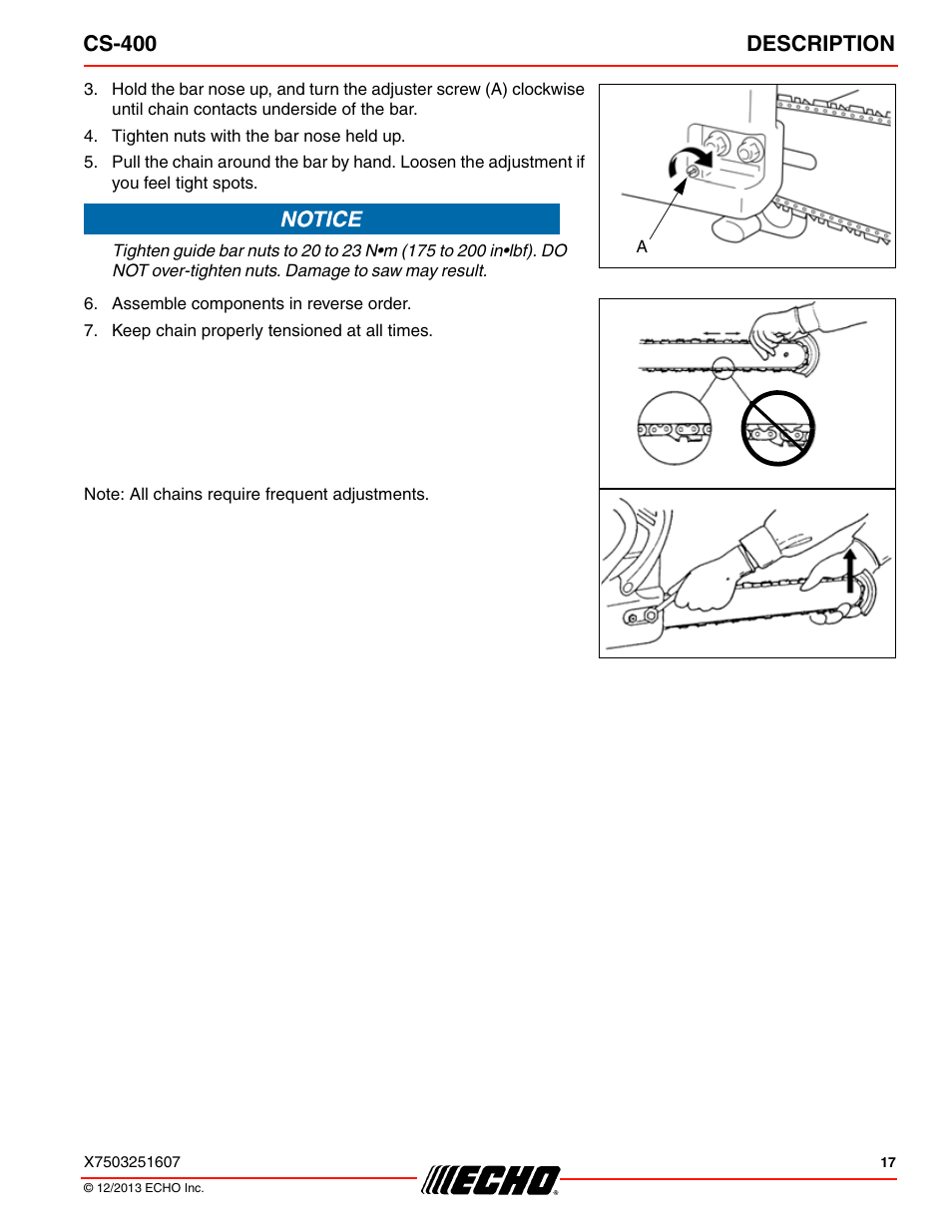 Cs-400 description | Echo CS-400 User Manual | Page 17 / 44