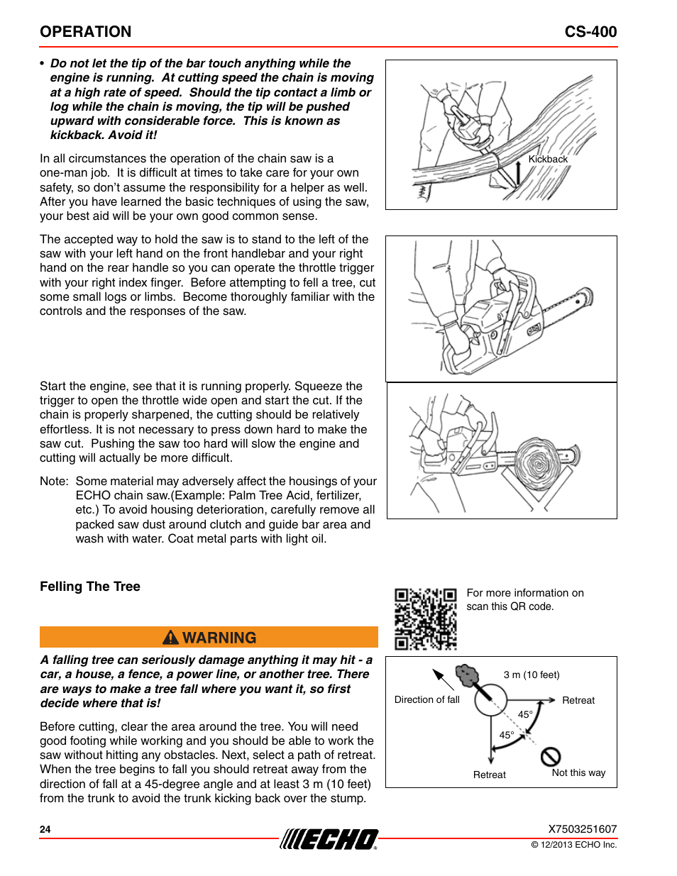 Operation cs-400 | Echo CS-400 User Manual | Page 24 / 44