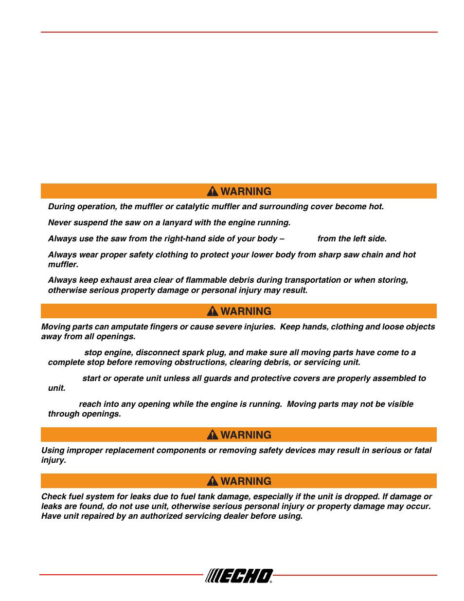 Cs-330t safety | Echo CS-330T Serial C04212001001 - C04212999999 User Manual | Page 7 / 48