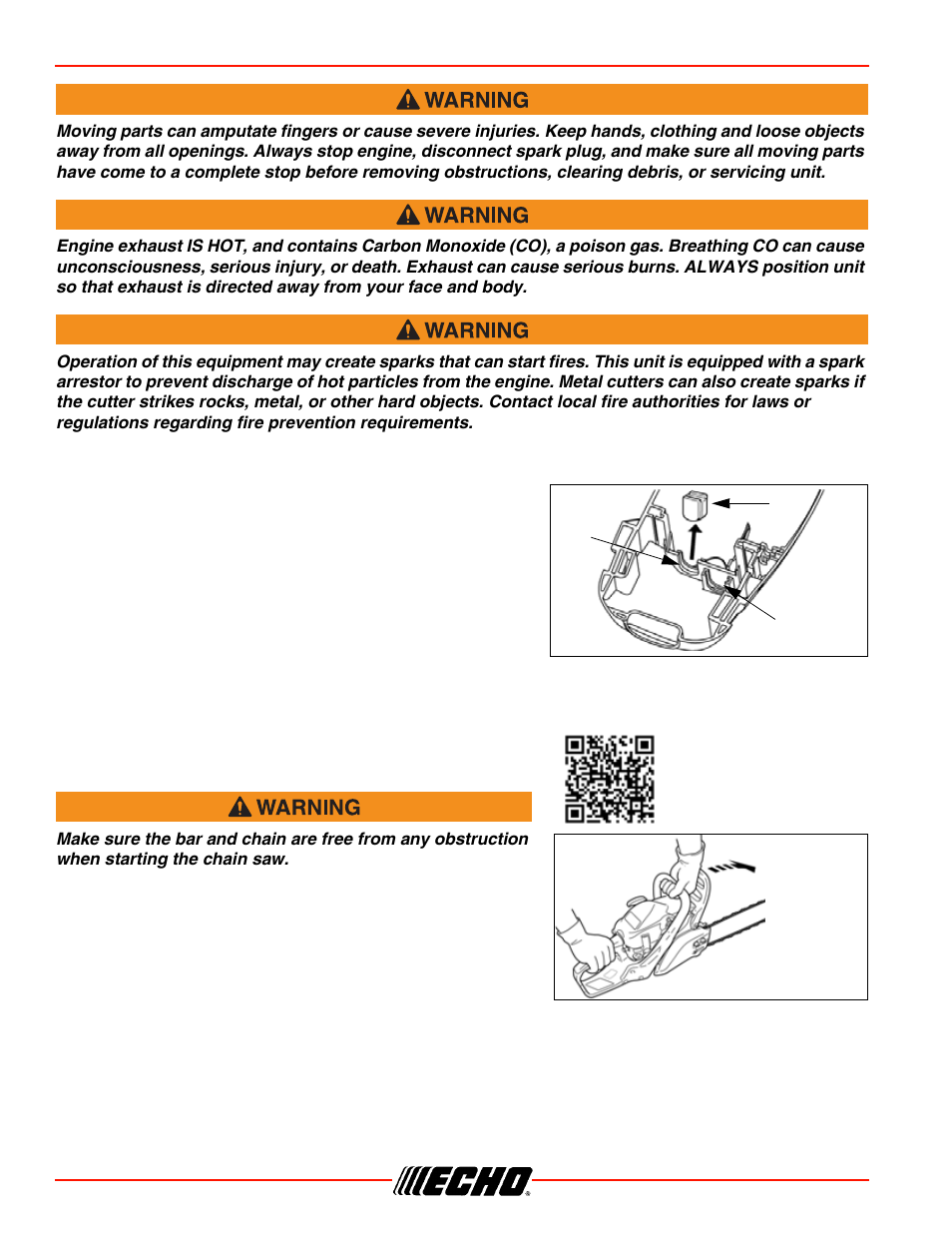 Winter operation starting cold engine, Operation cs-310, Winter operation | Starting cold engine | Echo CS-310 User Manual | Page 20 / 44