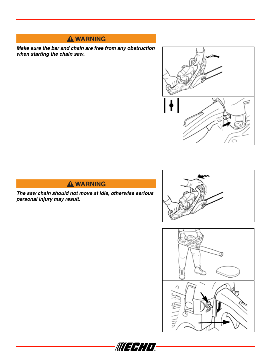 Starting warm engine running, Operation cs-310 starting warm engine, Running | Echo CS-310 User Manual | Page 22 / 44