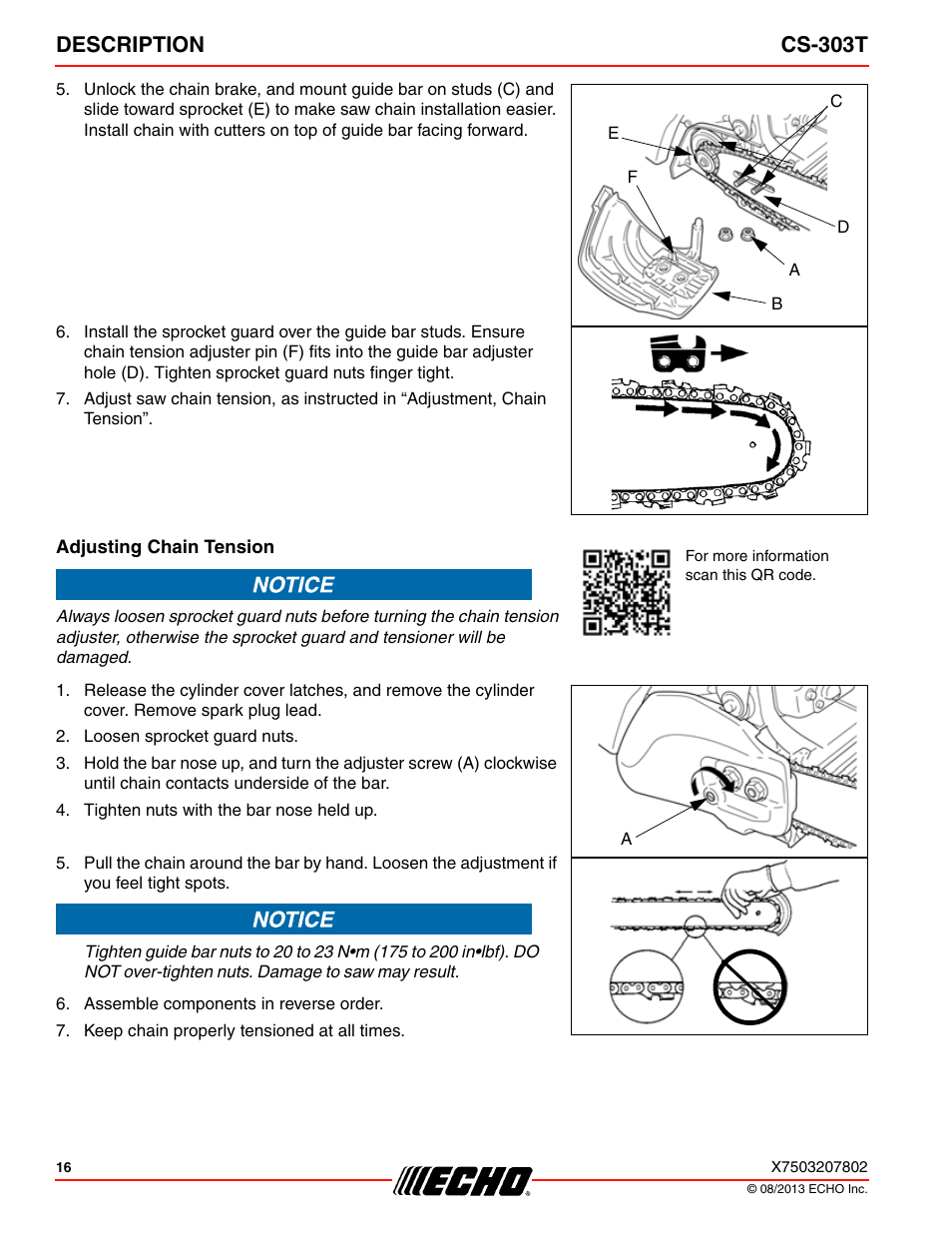 Description cs-303t | Echo CS-303T User Manual | Page 16 / 44