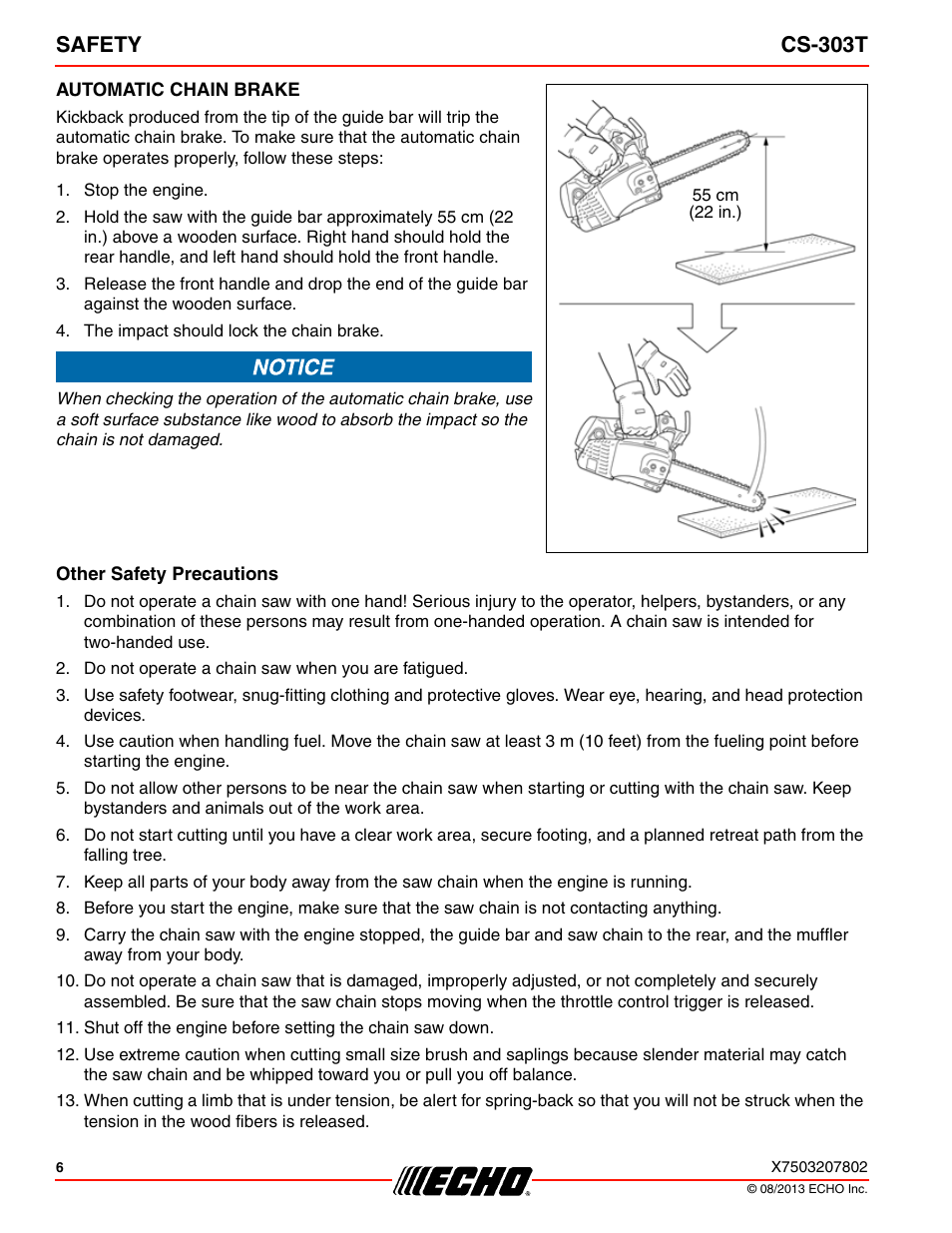 Safety cs-303t | Echo CS-303T User Manual | Page 6 / 44