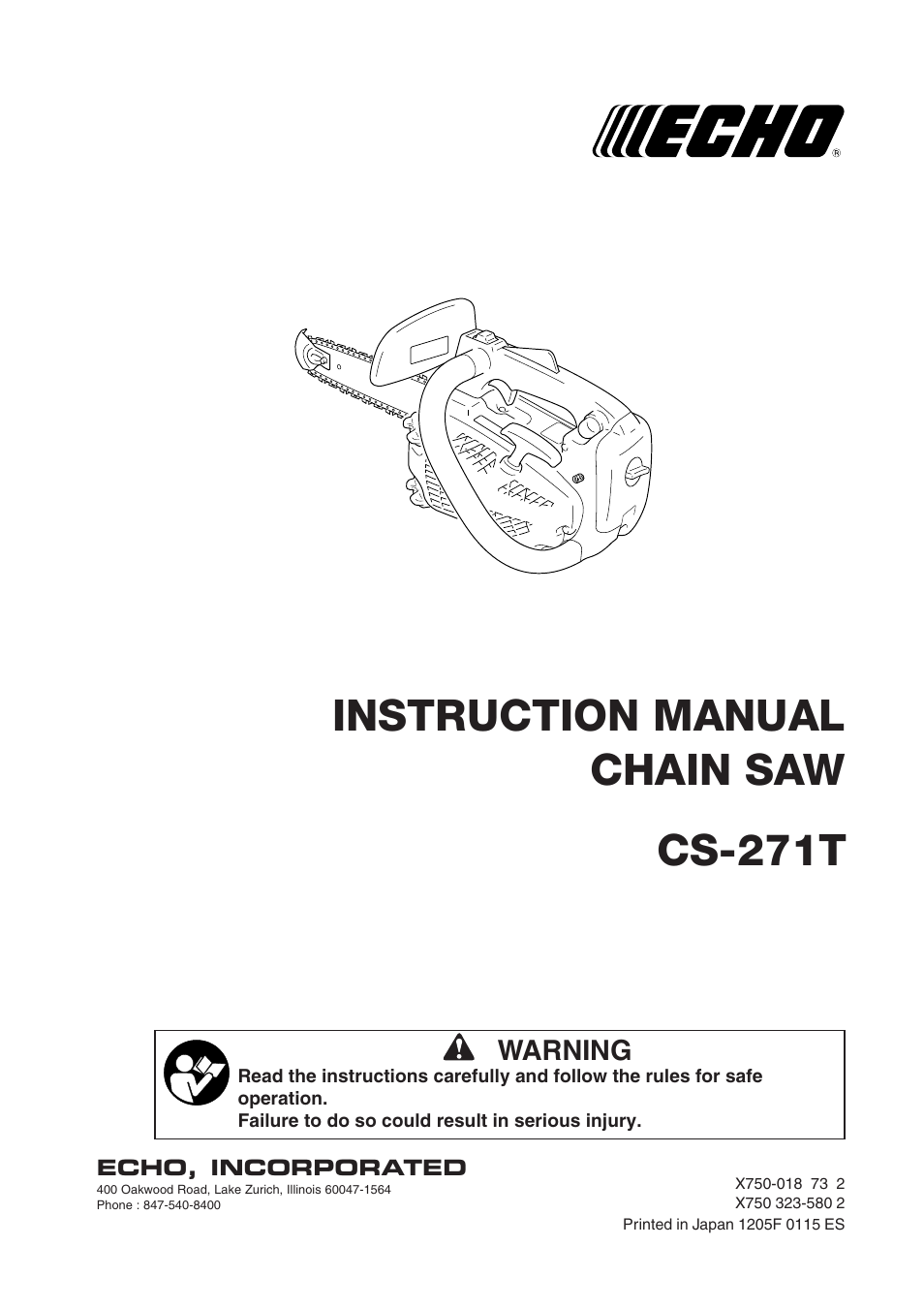 Echo CS-271T C21112001001 - C21112999999 User Manual | 36 pages