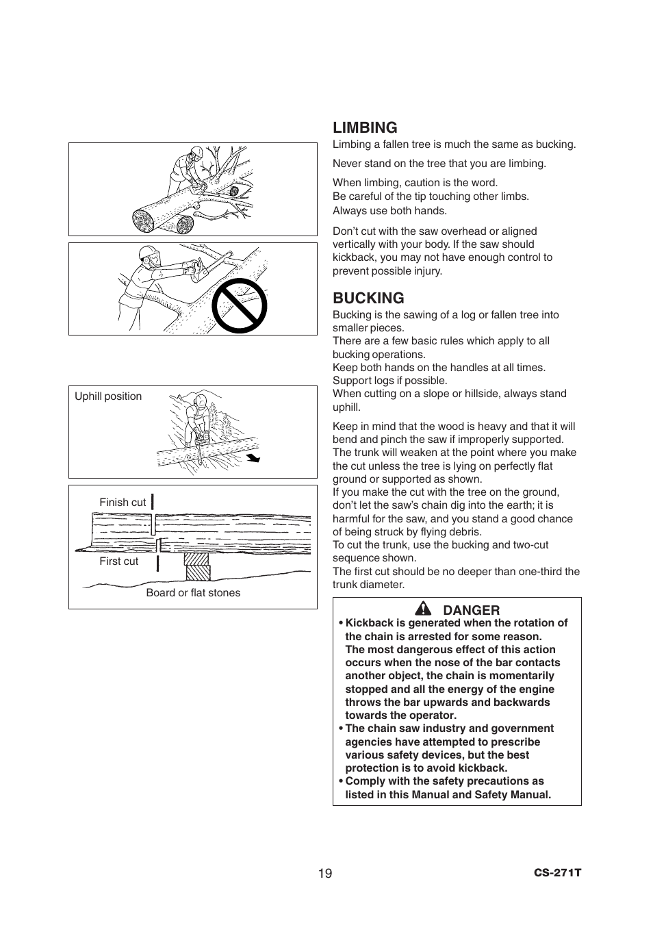 Limbing, Bucking | Echo CS-271T C21112001001 - C21112999999 User Manual | Page 21 / 36