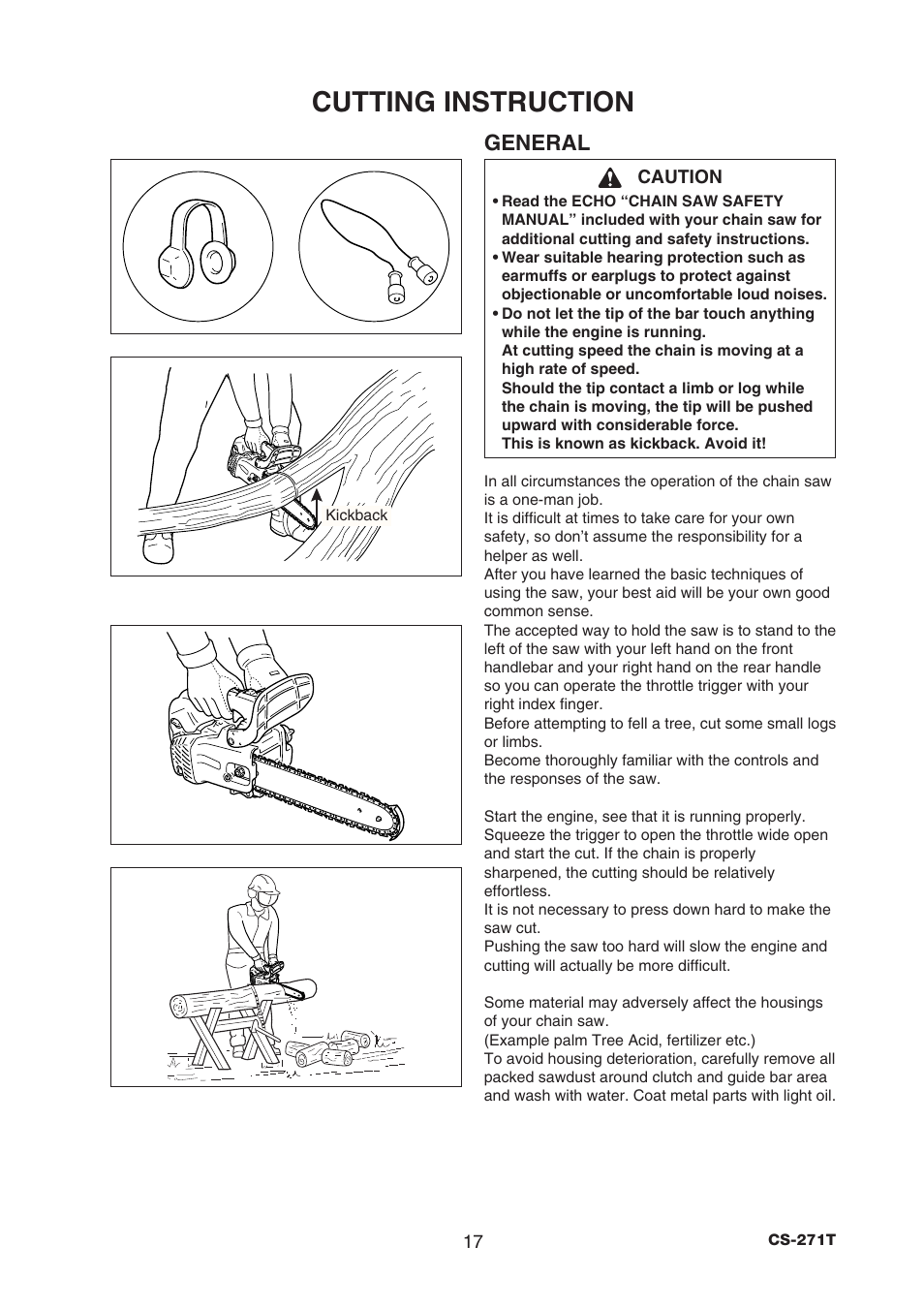 Cutting instruction, General | Echo CS-271T C26312001001 - C26312999999 User Manual | Page 19 / 36