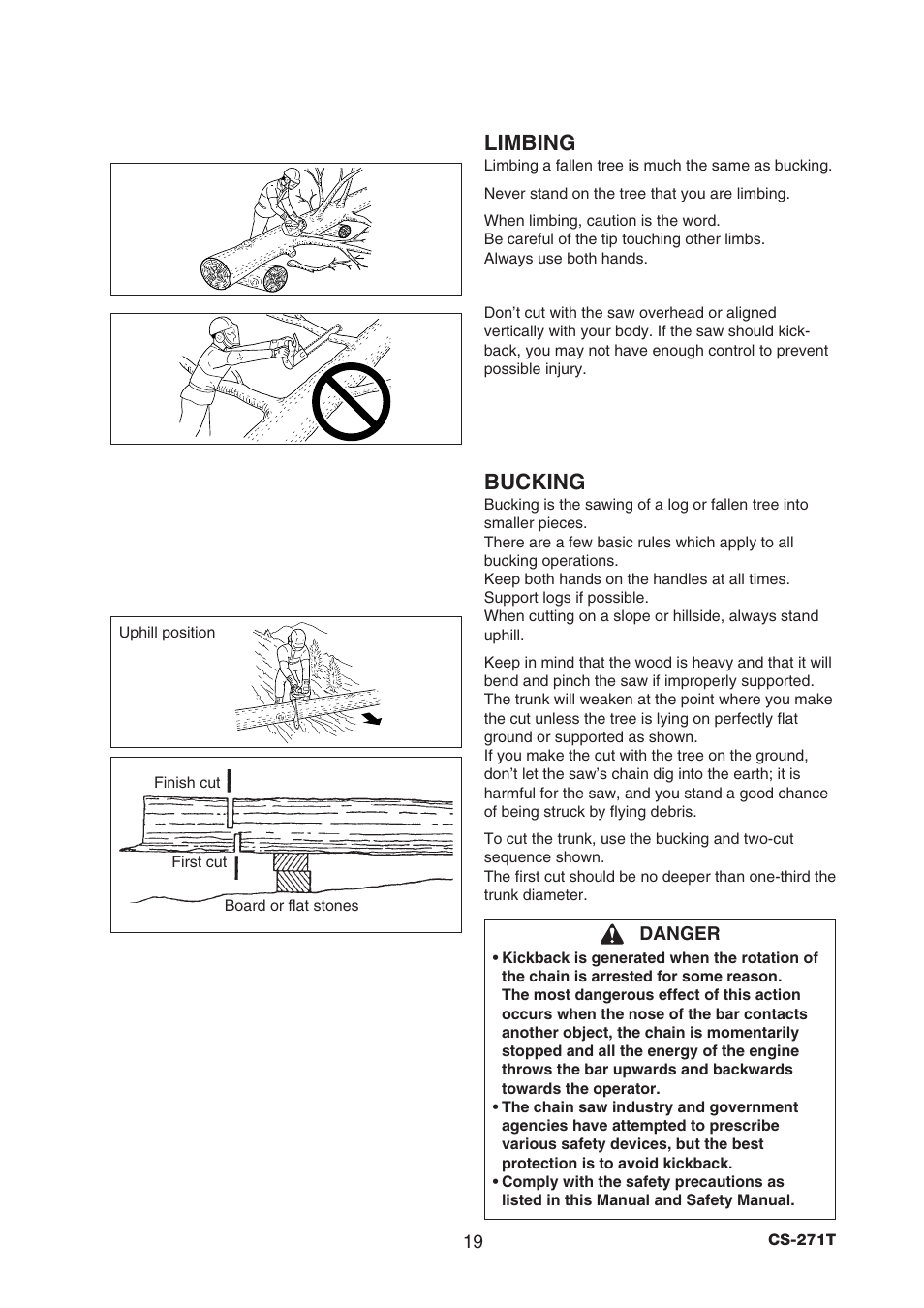 Limbing, Bucking | Echo CS-271T C26312001001 - C26312999999 User Manual | Page 21 / 36