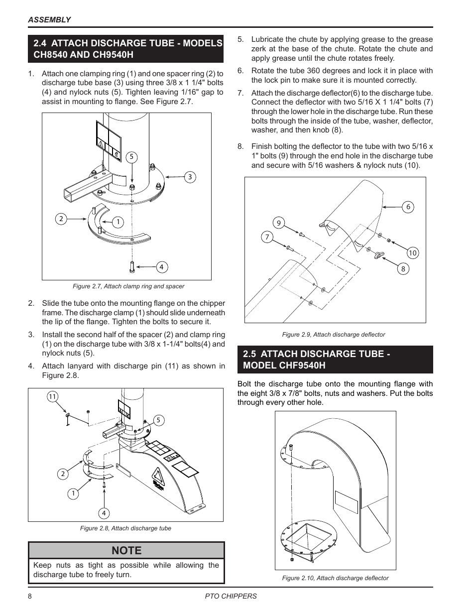 5 attach discharge tube, Model chf9540h | Echo CH9540H Owners Manual v.7 User Manual | Page 12 / 32